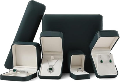 Leather Jewelry Box, Green Earring Storage, Luxury Gift Box for Engagement, Wedding, Elegant Diamond Case