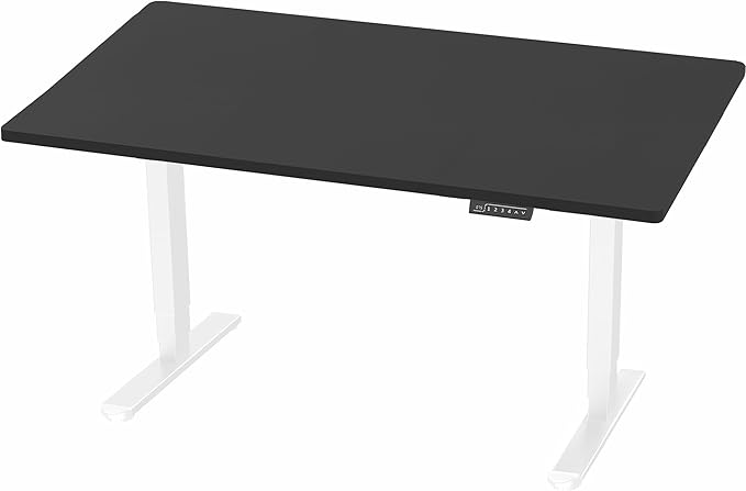VIVO Electric 55 x 28 in Dual Motor Sit Stand Desk, Memory Height Adjustment, 2B Series, Black Top White Frame, DESK-KIT-2W55B
