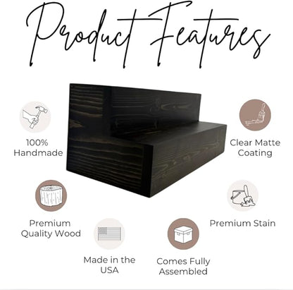 Tiered Bottle Shelf | 2 Tier Liquor Bottle Display | Bar Organization | Wine Shelf | Black (18")
