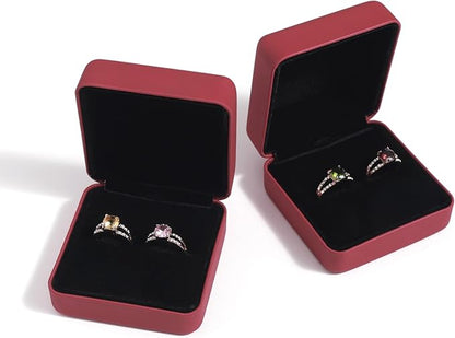 Velvet Ring Gift Box, Small Jewelry Earring Studs Holder Case for Wedding Day, Proposal, Engagement, Anniversary, Ring Display Storage Box for Women Girl (Red S)