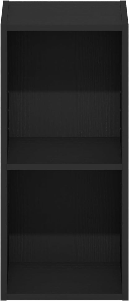 Furinno Fulda Book Shelf, 2-Tier Narrow Bookshelf, Bookcase with 10-in Width Storage Shelf, 9.3 x 9.8 x 21.2, for Living Room, Bedroom, Home Office, Blackwood