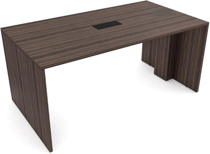 SKUTCHI DESIGNS INC. 4 Person Collaboration Table | Face-to-Face Desk | 36x66 All Laminate Team Desk with Power and Data | Natural Eucalyptus and Black