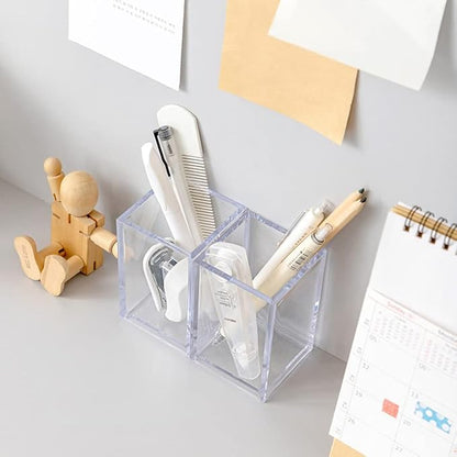 3 Pack Clear Acrylic Cosmetic Pencil Pen Holder Cup, Clear Makeup Brush Holder, Desk Acrylic Brushes Storage