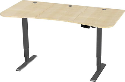 VIVO Electric 63 x 32 in Standing Desk, Touch Screen Adjustment, 220 lb Frame Support, 2E Series, Light Wood Top Black Frame, DESK-KIT-2EBC