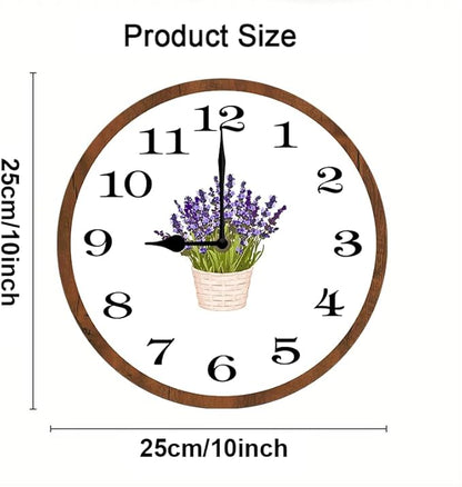 Lavender Wall Clock 10 Inch Wooden Battery Operated Autumn Forest Maple Leaves Wall Clocks Decorative Indoor,Decorative for Kitchen Bathroom Bedroom