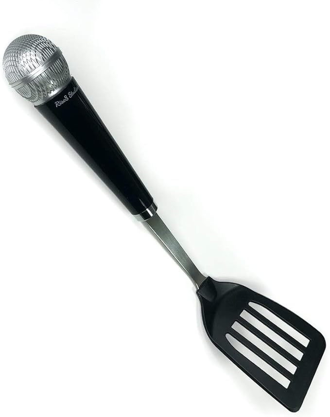 Rise8 Studios Rockstar Microphone Spatula - Fun Kitchen Gadget for Singers & Music Lovers - Funny Novelty Cooking Utensil for Kitchen Rockstar