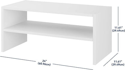 Whitmor Wood Stackable 2-Shelf Shoe Rack, White, 24 inches