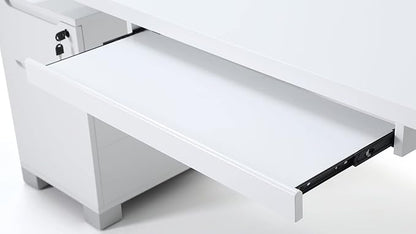 Zuri Furniture 79" Modern Ford Executive Desk with Filing Cabinets - White