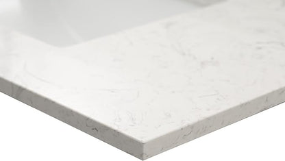 MSI Carrara Sky Vanity Top with Under Mount Rectangle Ceramic Sinks, Engineered Marble Stone, 4" CC Faucet Holes, 37"X22"
