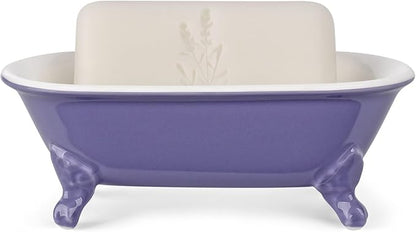 6.5" Ceramic Mini Decorative Clawfoot Bathtub Bar Soap Dish, Kitchen Sponge Holder and Shower Tray for Bathroom, 1 Pack(Jubilee)