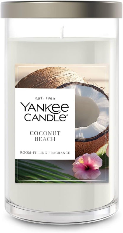 Yankee Candle Medium Pillar Scented Candle with up to 115 Hour Burn Time, Premium Plant Wax Blend for Consistent Burn, 14.25 oz Pillar Candle with Room Filling Fragrance, Coconut Beach