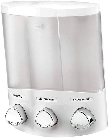 Better Living Products, White 76354 Euro Series Trio 3-Chamber Soap and Shower Dispenser (Pack of 6)