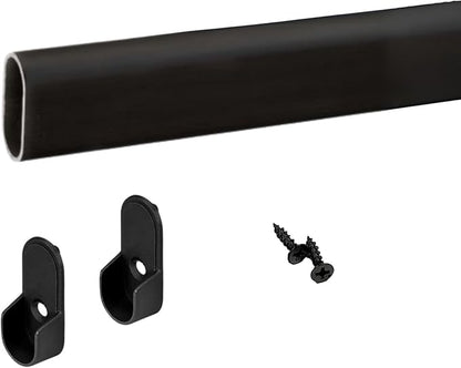 Oval Closet Rod CUSTOM CUT TO SIZE. Up to 92 inches long! Choose Finish. Includes End Supports.