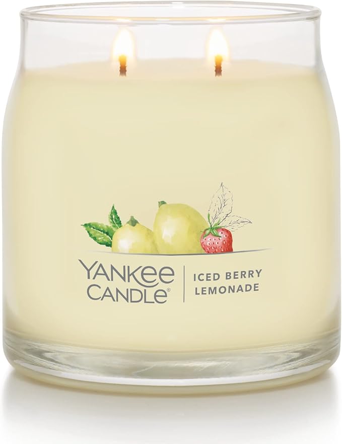 Yankee CandleIced Berry Lemonade Scented Signature 13oz Medium Jar 2-Wick Candle Over 35 Hours of Burn Time