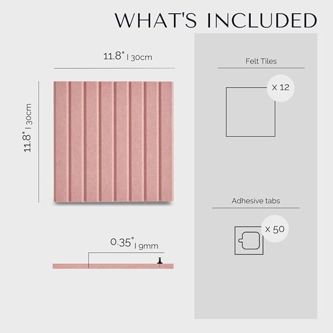 Large Bulletin Board 48"x36"- Office Wall Organizer to Replace Your Old Cork Boards for Walls for Office Decor- 12-Pack Felt Wall Panels for Use in Home Office Decor, Classroom Decor (Salmon)