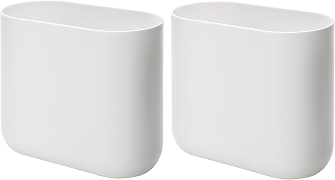 iDesign Small Slim Plastic Bathroom Trash Can, Garbage Can for Bedroom, Office, Desk, Dorm, 2-Pack, White