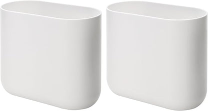 iDesign Small Slim Plastic Bathroom Trash Can, Garbage Can for Bedroom, Office, Desk, Dorm, 2-Pack, White