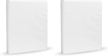 Amazon Basics 3-Ring Binder, 1-Inch, Customizable, with Pockets for Organization, White, 2-Pack