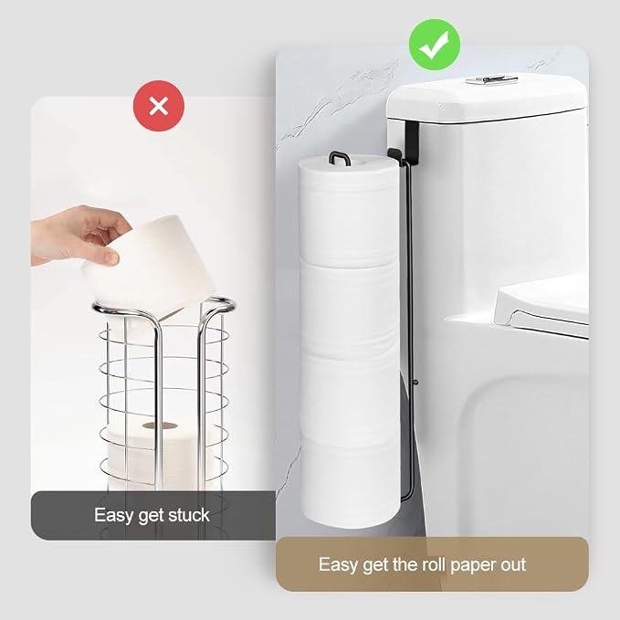 Black Over The Tank Toilet Paper Holder for 4 Roll Tissue,Bathroom Toilet Paper Roll Storage Holder Wall Mount Brushed Nickel,Metal Hanging Toilet Paper Holder Dispenser,Organizer 2pcs