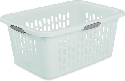 Sterilite Laundry Basket, Plastic Clothes Hamper, Large Rectangle Bin with Comfort Grip Handles and Reinforced Rim, 2 Bushel Capacity, Mint, 12 Pack