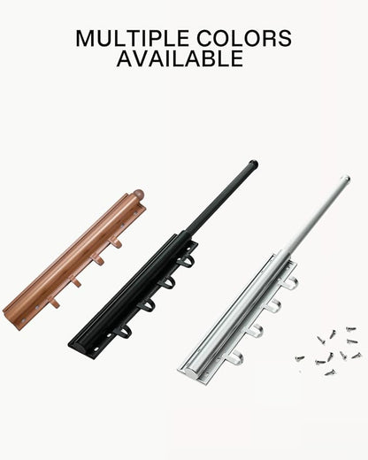 12 inch Valet Rod for Closet Pull Out, Closet Valet Rod Slide Out Pull Out Clothes Hanger With 4 Hooks Closet Organization and Storage (Brown gold)
