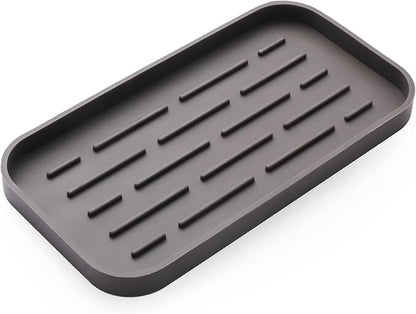 MicoYang Silicone Kitchen Sink Organizer Tray for Multiple Usage,Eco-Friendly Sponges Holder for Kitchen Bathroom Counter or Sink,Dish Soap Dispenser,Scrubber,Bottle,Cup (Coffee, 10"×5.3")
