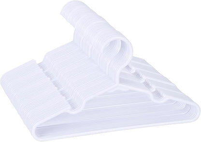 50 Pack White Kids Hangers 11.6 Inch - Baby Clothes Hangers for Toddler & Child, Durable Plastic Children's Hangers for Closet, Pants, Coats, Skirts (Non-Slip, Space-Saving)