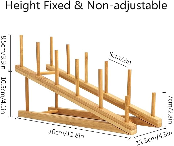 Bamboo Dish Drying Rack Wooden Plate Rack Kitchen Pot Lid Holder Cabinet Organizer for Dish Plate Cup Pot Lid Bowl Cutting Board