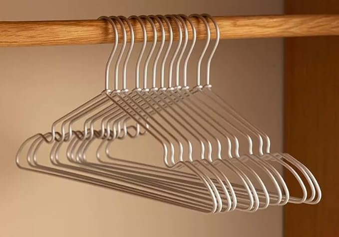 Premium Matte Silvery Aluminum Coat Hangers 20 Pack, 16.2” Extra Smooth & Durable Metal Shirt Dress Hanger,Aluminum Alloy Hanger,Clothing Support,Clothing Hang