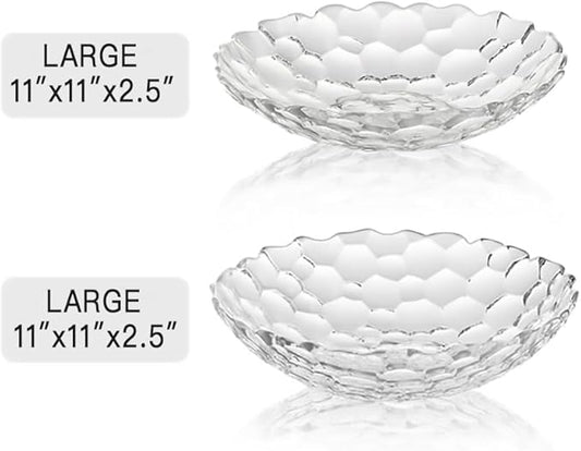 Coafiy 2 Pack Glass Fruit Bowl, Fruit Basket Holder, Crystal Fruit Bowl, Dessert Plate,Decorative Pedestal Bowl,for Table Décor for Home,Office, Wedding Decor, Fruit, Snack, Dessert (Large,Clear)