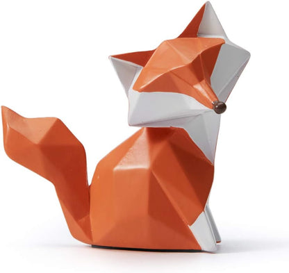 HAUCOZE Fox Statue Figurine Modern Animal Sculpture Home Decor Geometric Art Gift for Shelf Desk Living Room 4.0 Inch