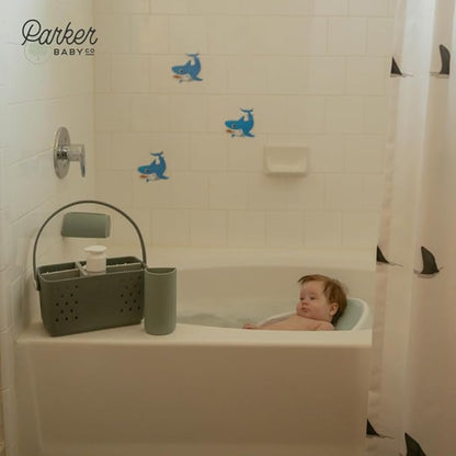 Parker Baby Bath Caddy | BPA Free & Food Grade Shower Caddy Organizer for Toys & Supplies | Quick-Dry, Sturdy & Perfect Size Shower Basket w/Handle in Neutral Colors