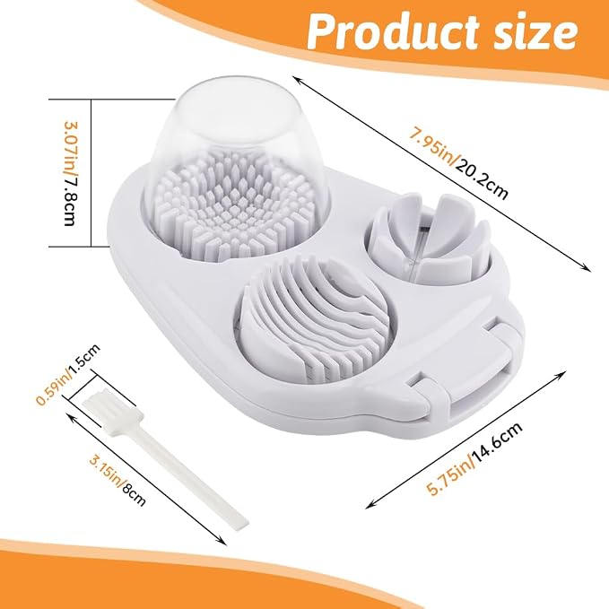 Egg Slicer for Hard Boiled Eggs 3 In 1, 3 Slicing Modes Eggs Dicer, Stainless Steel Egg Cutter, Kitchen Chopper Tool for Egg, Butter, Strawberry, Tomato, Mushroom, and Grape, Dishwasher Safe