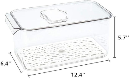 Slideep Refrigerator Food Storage Containers, Lettuce Keeper Large Produce Saver Stackable Container with Lids & Removable Drain Tray, Clear Veggie Fruit Salad Lettuce Container -2 Pack