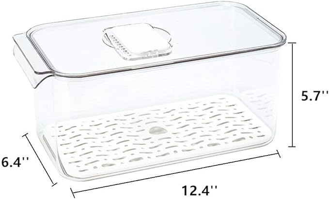 Slideep Produce Saver Refrigerator Organizer Bins with Lids and Removable Drain Tray Food Storage Container - 4 Pack
