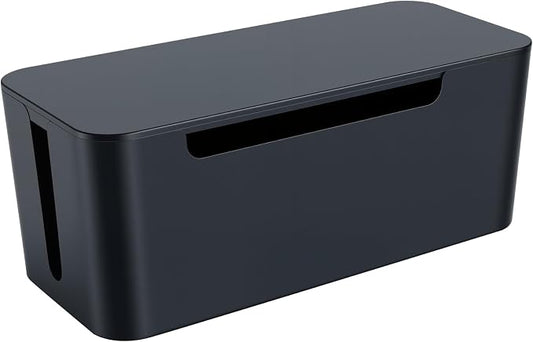 Eichzer Cable Management Box, Premium Cord Organizer Box to Hide Surge Protector on Desk, Power Strip Cover for TV Computer Home Router Office (Black)