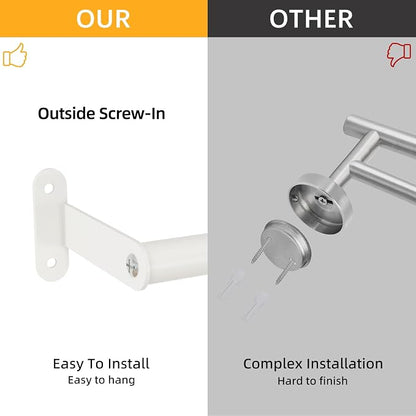 MKO Towel Rods for Bathroom, White Towel Bar, 24-Inch Single Towel Rack for Bathroom Wall Mounted Hanging Bath Towels