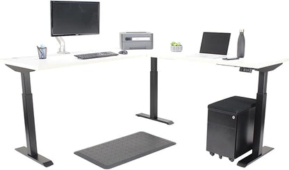Lift It, 72"x24" Electric Height Adjustable Desk and 48"x24" Return for Office or Home, Dual Motor, 4 Memory/USB Charging LED Control, Brite White Top and Black Frame