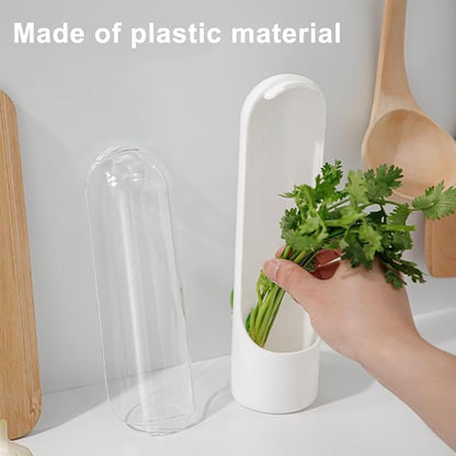 2 Pack Herb Keeper Container for Refrigerator, Clear Storage Bottle for Cilantro Parsley Mint, Fresh Produce Saver, Extends Freshness for 2-3 Weeks