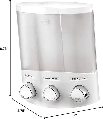 Better Living Products, White 76354 Euro Series Trio 3-Chamber Soap and Shower Dispenser (Pack of 6)