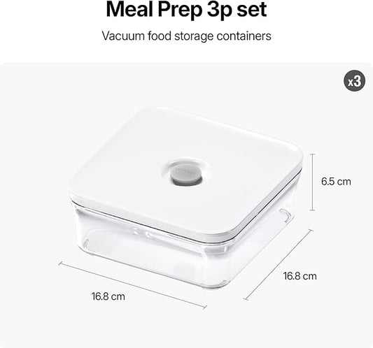 VAKUEN Premium Airtight Food Storage Container. Meal Prep 0.85qt 3pc/Set. 3pcs Container. Patented Double Silicone Lining, 100% Leak Proof, BPA-FREE