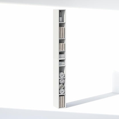 Furinno Fulda 8-Tier Closet Organizers and Storage, Open Shelf, Storage Organizer, 6-Inch Width, for Closet, Bedroom, White