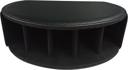 Leather Remote Control Holder with 5 Compartments TV Remote Caddy Storage Box/Tray,Desktop Organizer Store Controller,Glasses,Brush,Media Player,Pen,Space Saver for Bedside Table/Office Desk(Black)