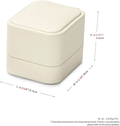 PU Leather Jewelry Ring Box for Proposal Engagement White PU Leather Jewelry Ring Gift Box