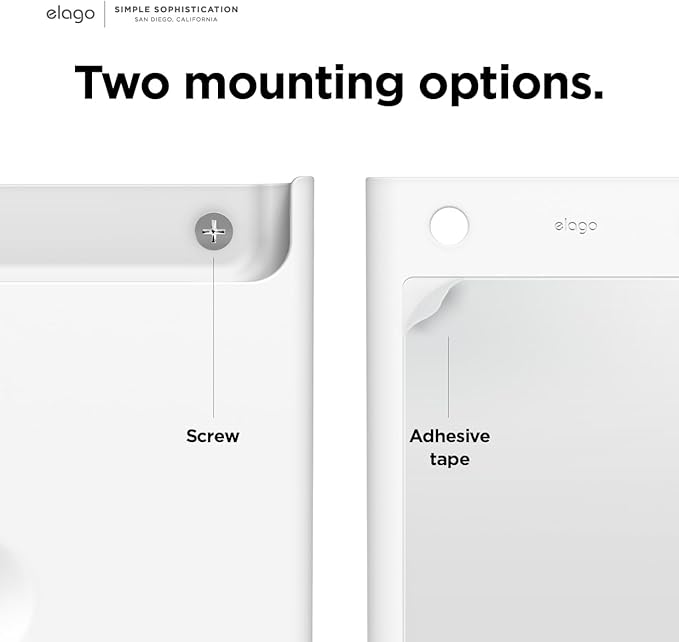 elago Universal Remote Holder Mount Compatible with Apple TV Remote and All Other Remote Controls - Adhesive Tape or Screw Mounting Options, Available Wired Charging [Large] [White]