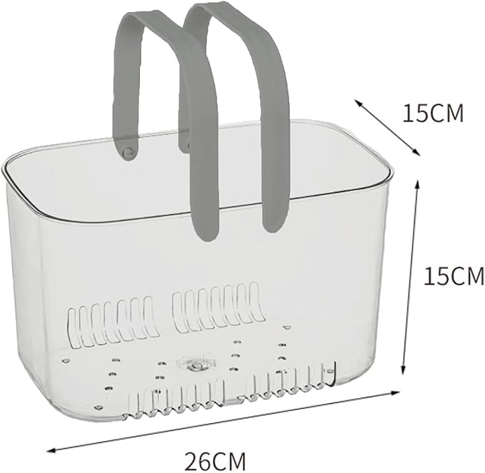 Portable Shower Caddy, Plastic Storage Basket with Handle Box Organizer Bin Drainage Toiletry Tote Bag for Bathroom, Kitchen, College, Gym, Camp (Grey)