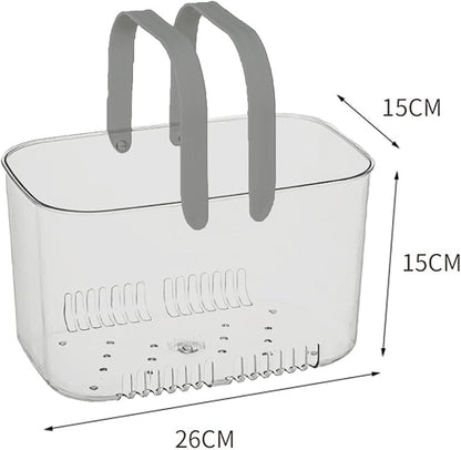 Portable Shower Caddy, Plastic Storage Basket with Handle Box Organizer Bin Drainage Toiletry Tote Bag for Bathroom, Kitchen, College, Gym, Camp (Grey)