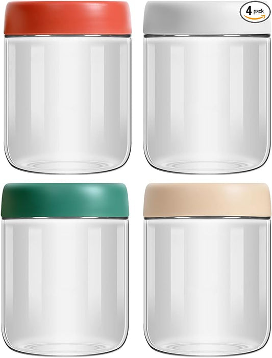 EONJOE 4-Pack Overnight Oats Containers with Lids 16oz Glass Mason Jars Meal Prep Salad Food Cereal Snacks Pudding Yogurt Storage