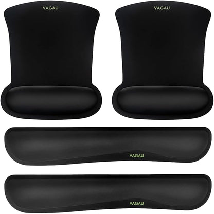 VAGAU Premium Keyboard Wrist Rest and Mouse Pad Wrist Support, Ergonomic Memory Foam Set for Office, Laptop, Mac, Computer and Gaming, Comfortable Typing &Wrist Pain Relief (2 Pack)