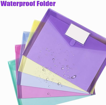 Sooez 36 Pack File Folders, Clear Poly Envelopes Plastic Folders, Folder for Documents Letter A4 Size with Label Pocket, Teacher School Office Supplies Organization Storage, Assorted Color